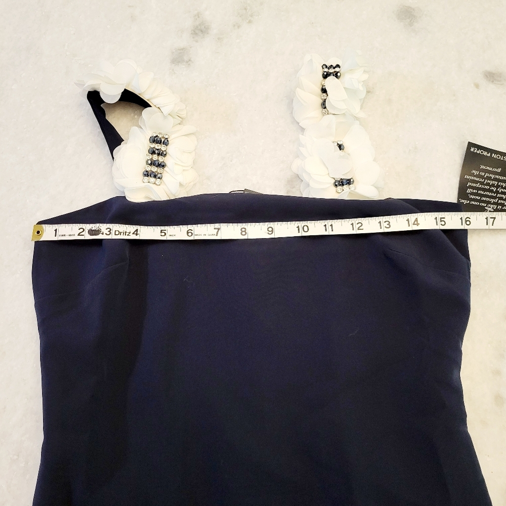 NWT Alexia Admor Navy Size 2 Flutter Hem Midi Dress with Embellished Straps - Picture 12 of 15